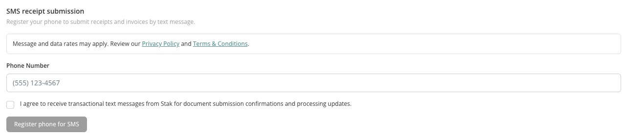 Step 1: Enter your phone number and consent